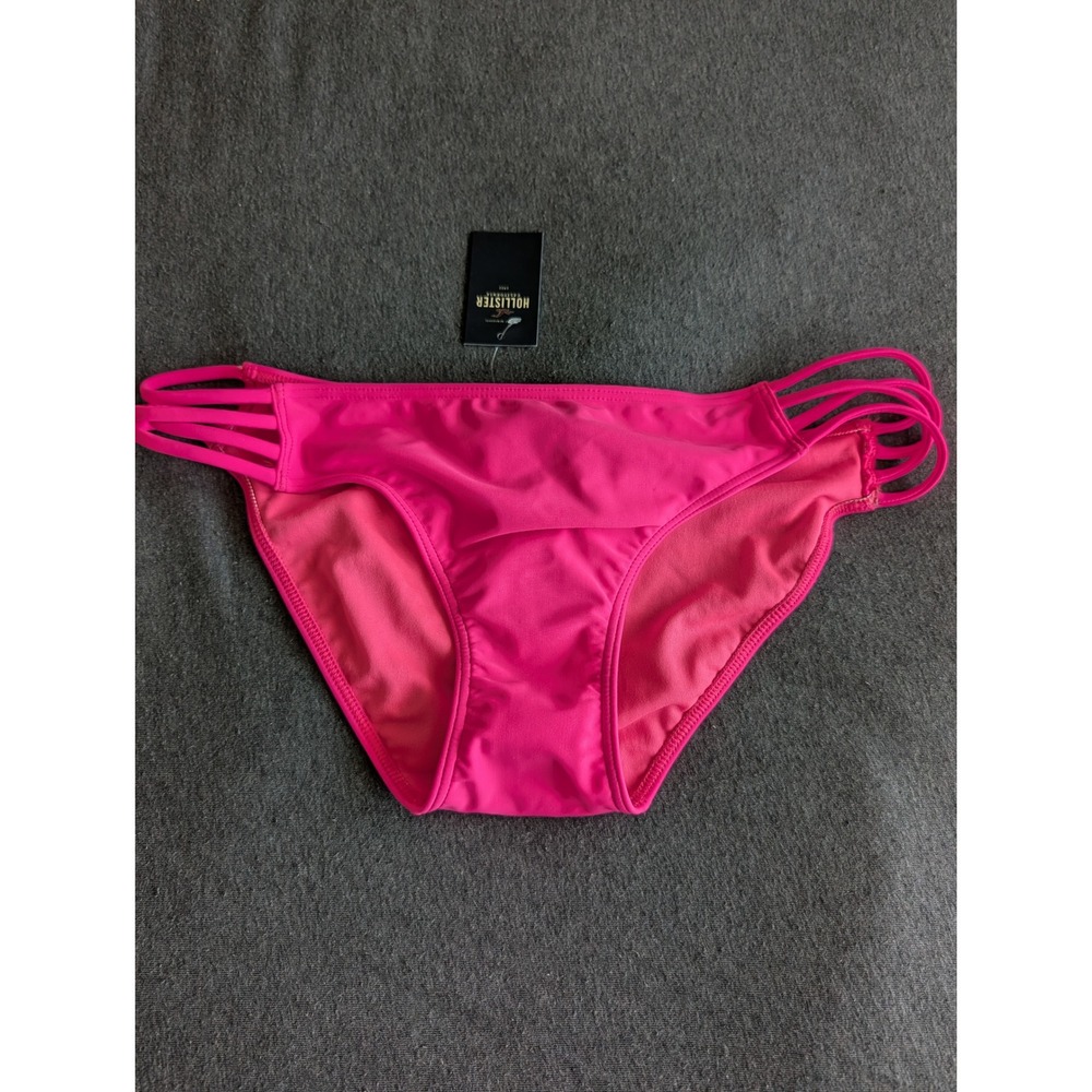 Hollister Neon Pink Strappy Side Bikini Bottom Swim Size M NWT